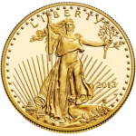obverse view of gold american eagle coin