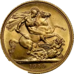 reverse of british sovereign coin