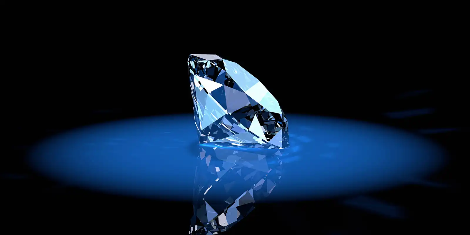 Shiny diamond gem in a blue spotlight