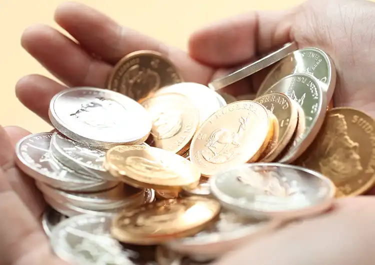 A handful of coins