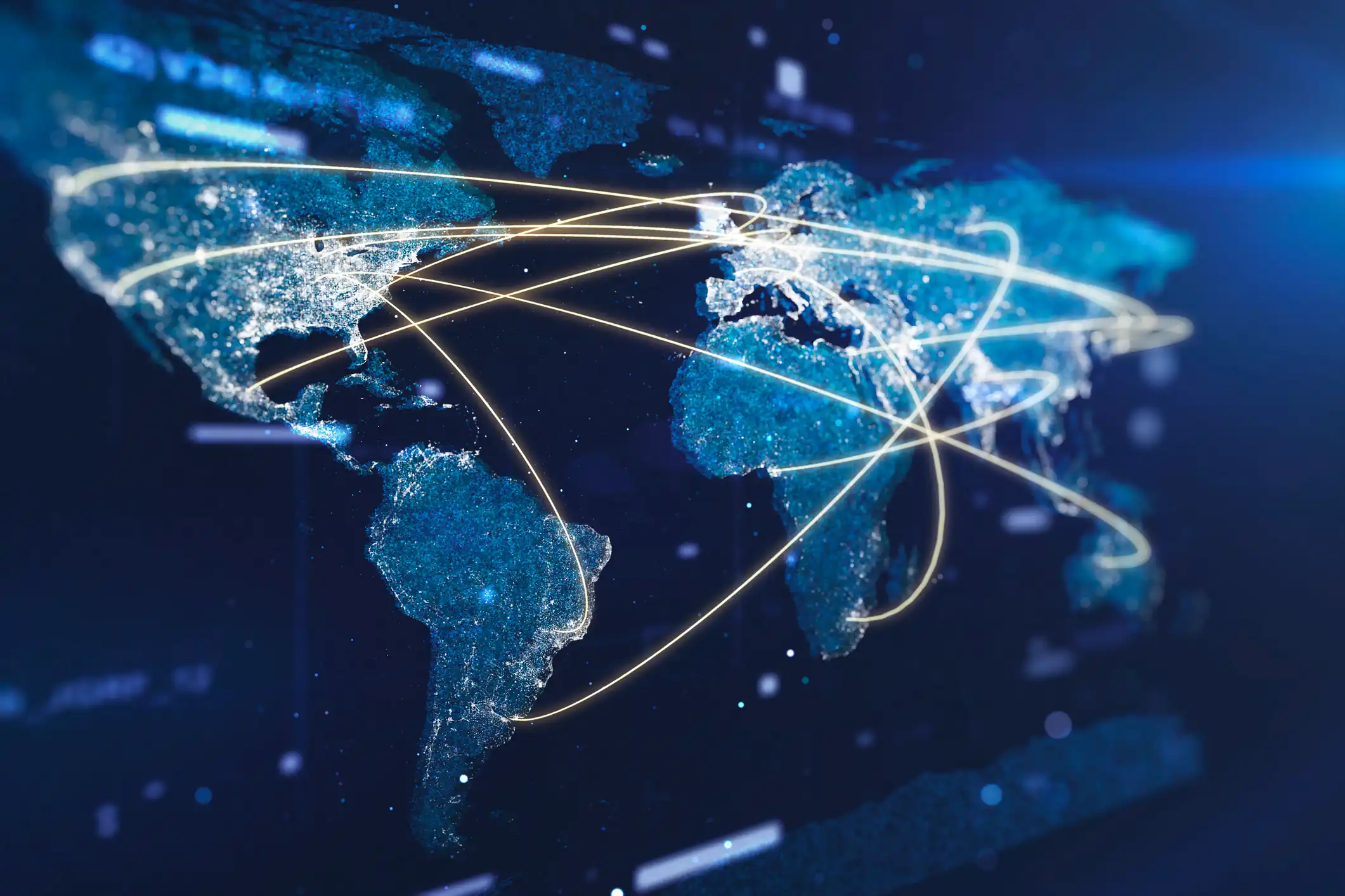 World map showing an interconnected world, new world order