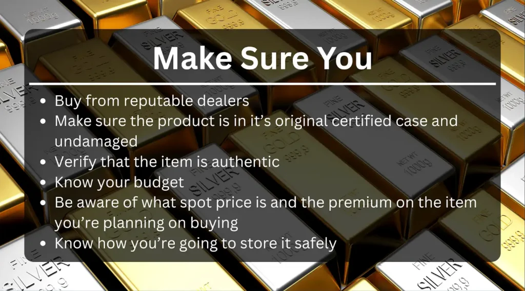 what should you check when buying precious metals table