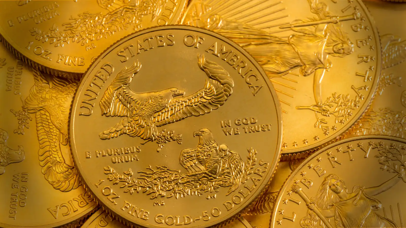 a pile of modern US gold eagles